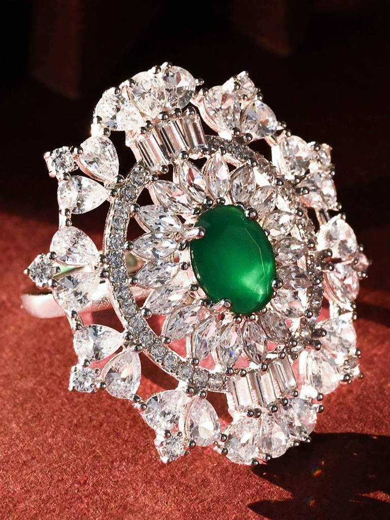 Emerald Sparkle Statement Ring : TSLR26