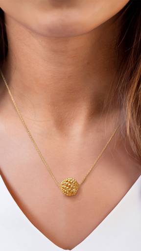 Trisu 925 Sterling Silver 18K Gold Vermeil Orb Neckpiece : TSNP-DIV-18-18G-3025