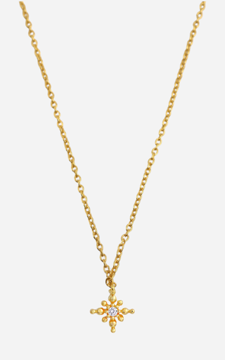 Trisu 925 Sterling Silver 18K Gold Vermeil Plated Studded Floral Necklace : TSNP-POS-18-18G-7016