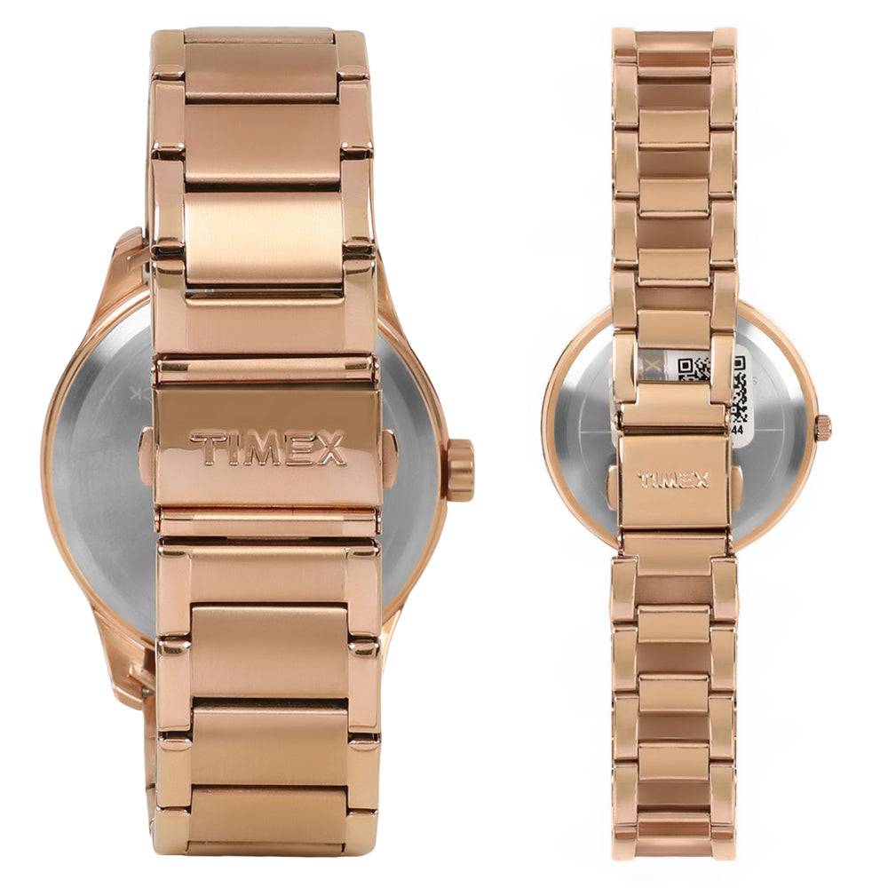 Timex Trendline Round 44Mm Rose Gold Dial Analog Pair Watch - Tw00Pr266 : TW00PR266