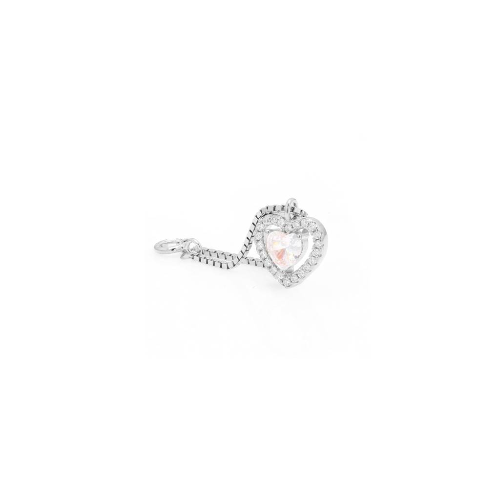 1.5 Carat Heart Solitaire Watch Charm On Pure 925 Silver : TWC6103
