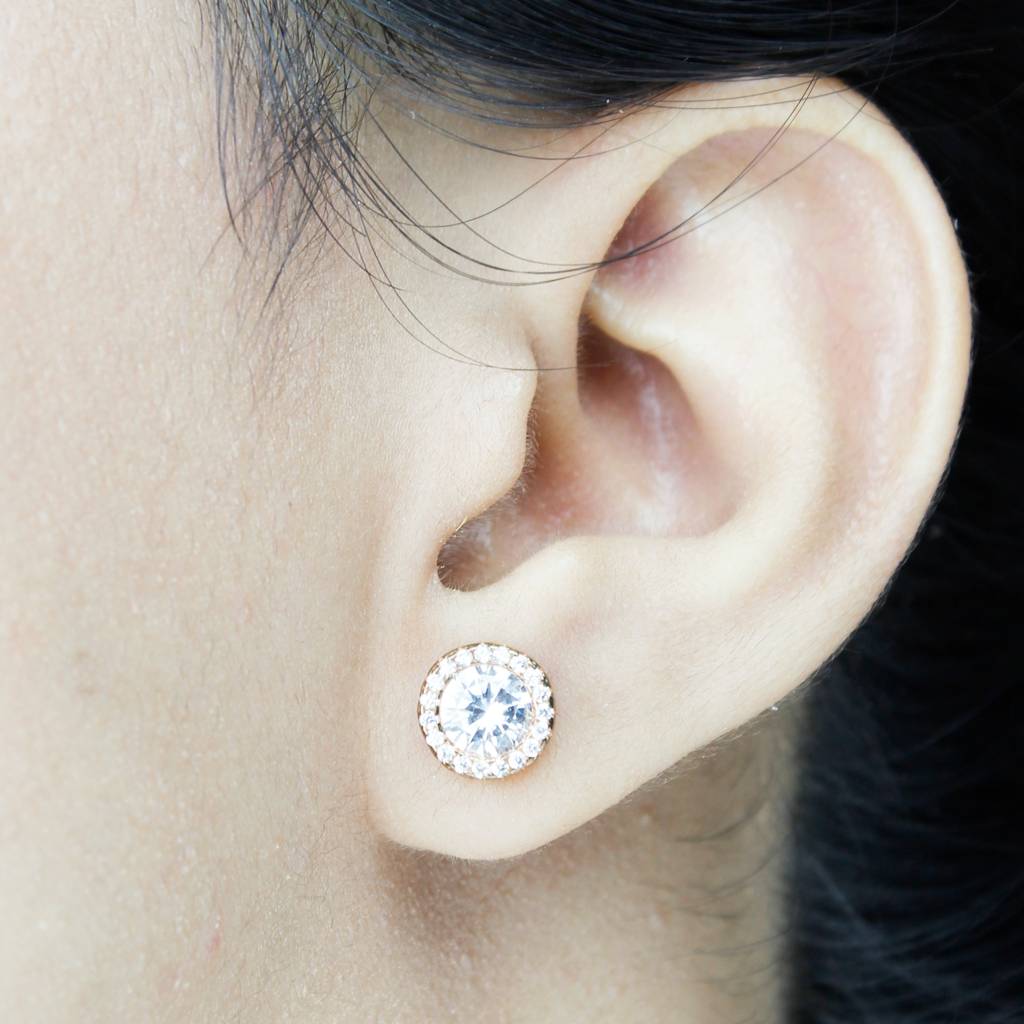 925 Silver Rose Gold Round Shape Traditional Studs |Floral Cute Studs : TWP1039