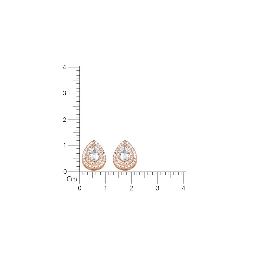 925 Sterling Silver Rose Gold Almond Shape Studs |Halo Silver Earrings : TWP1042