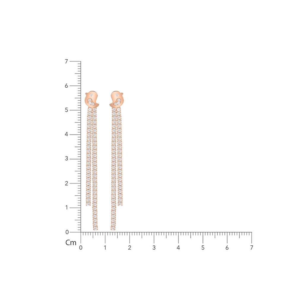 925 Pure Silver Rose Gold Earrings |Two Strands Danglers Drop Earrings : TWP1047
