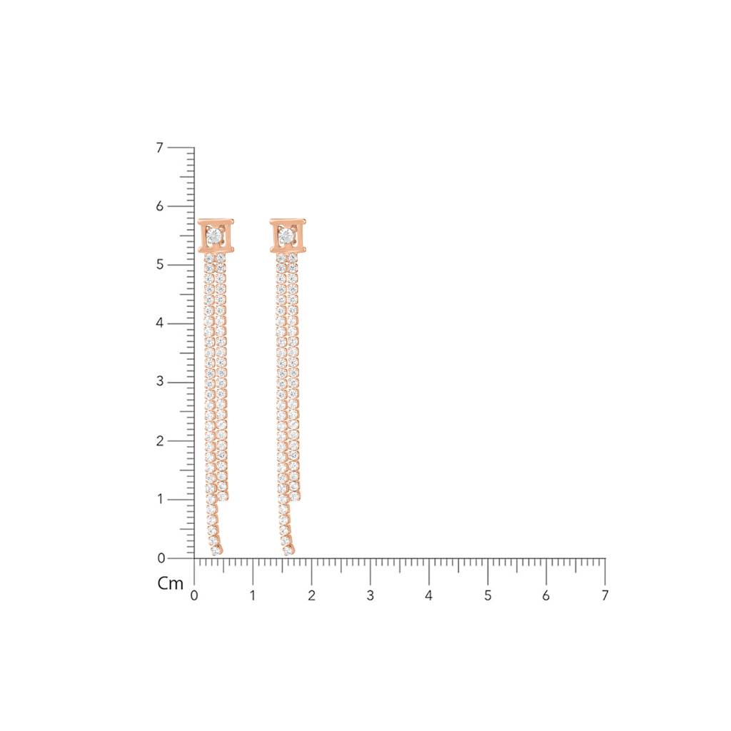 925 Sterling Silver Rose Gold Earrings| Prong-Set Long Bar Drop Earrings : TWP1055