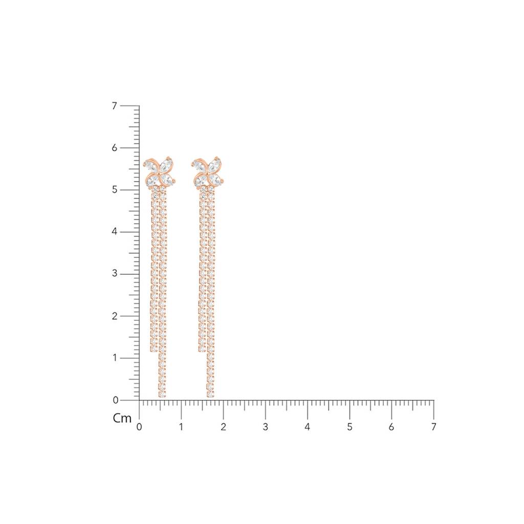 925 Pure Silver Rose Gold Earrings | Gold Threader Drop Dangers Earrings : TWP1057