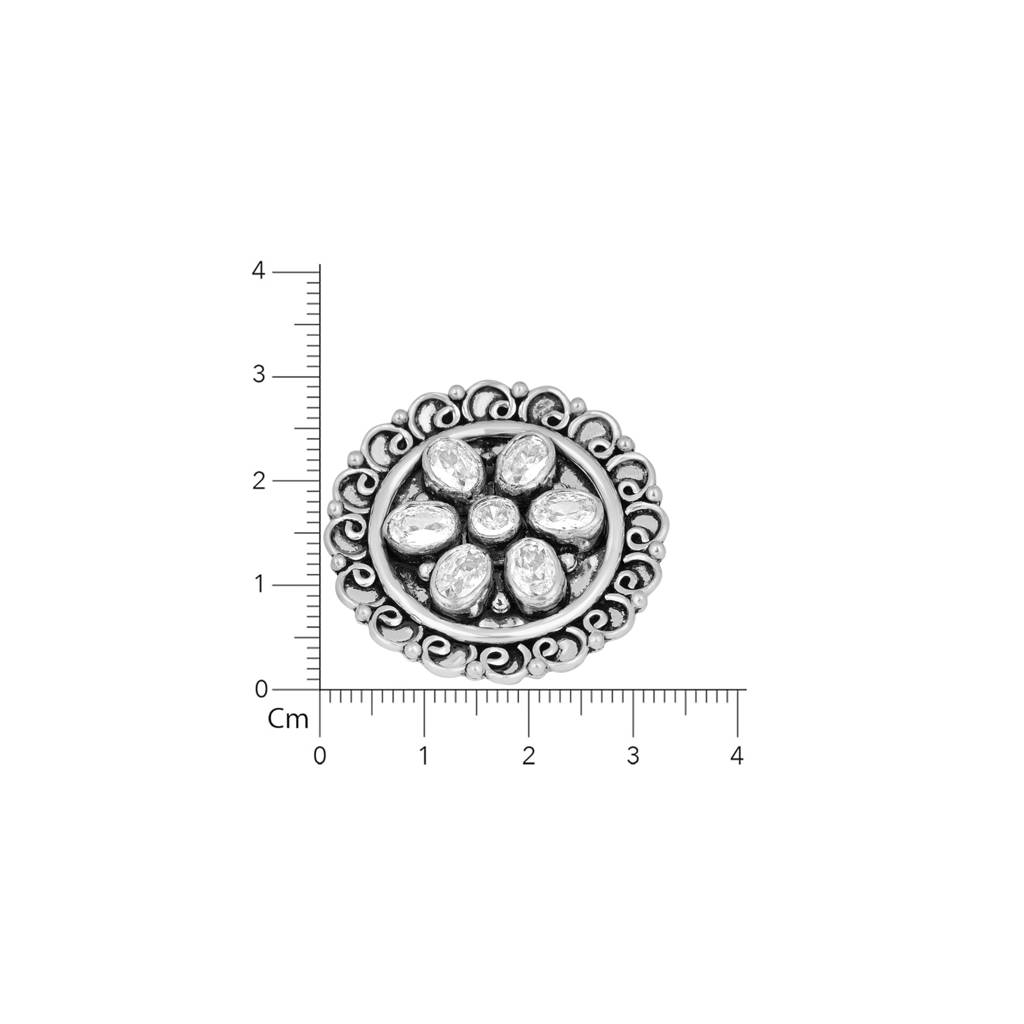 925 Pure Antique Silver Traditional And Classy Studs | Floral Round Studs : TWP1073
