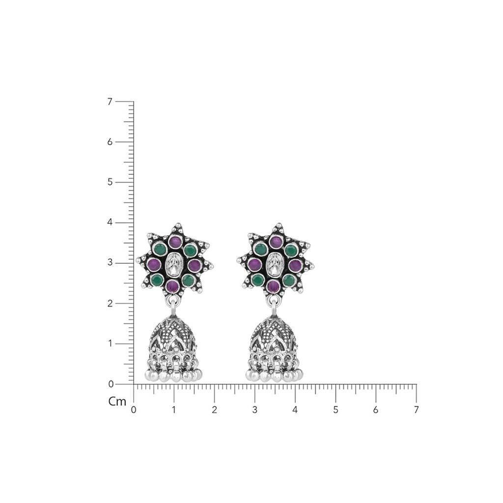 925 Pure Silver Antique Drop Earrings | Classy Silver Light Weight Jhumki : TWP1075
