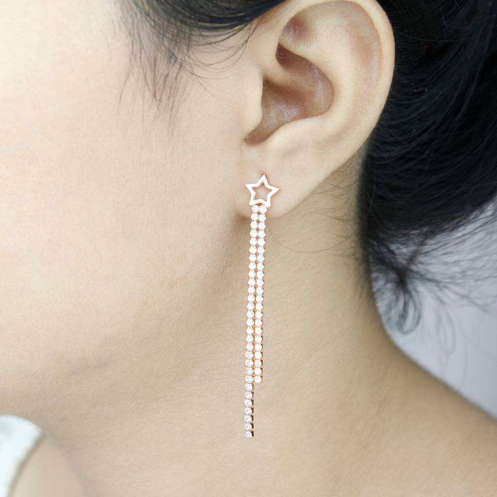 925 Pure Silver Rose Gold Drop And Dangle Earrings-Twp1102 : TWP1102