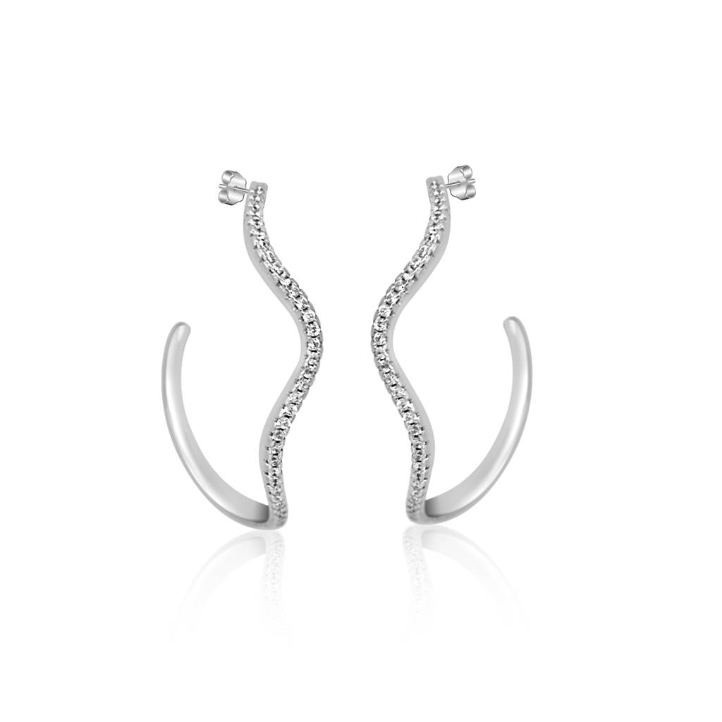 925 Pure Silver C Shape Hoops With Back Screw | : TWP1133