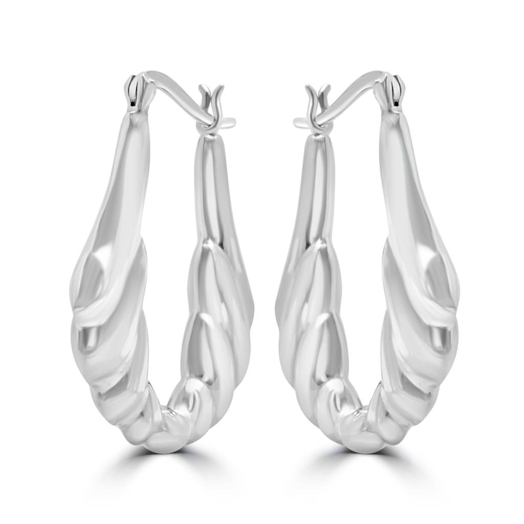 925 Sterling Silver Uneven Scalloped Hoop Earrings For Women | Twisted Hoops : TWP1179