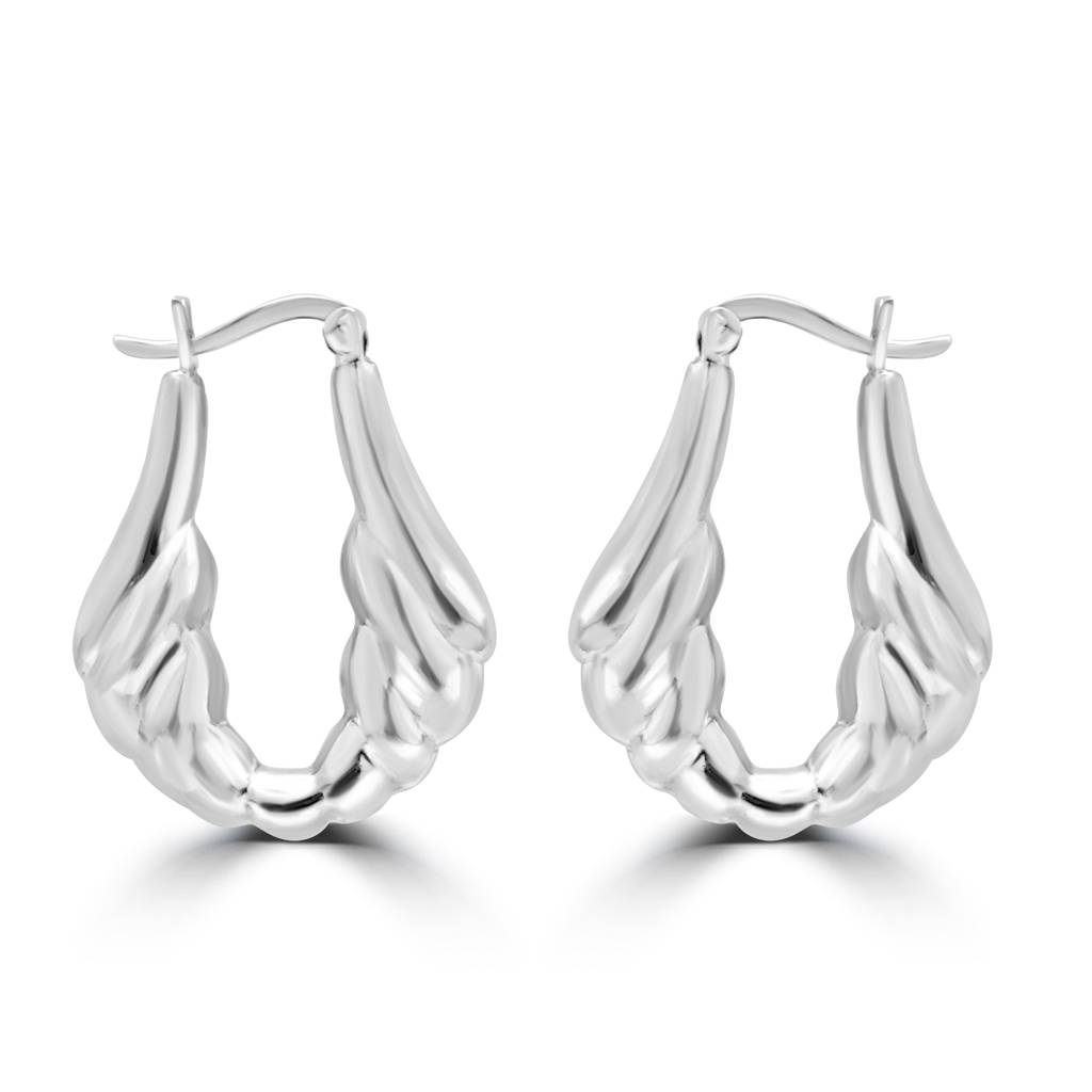 925 Sterling Silver Uneven Scalloped Hoop Earrings For Women | Twisted Hoops : TWP1179