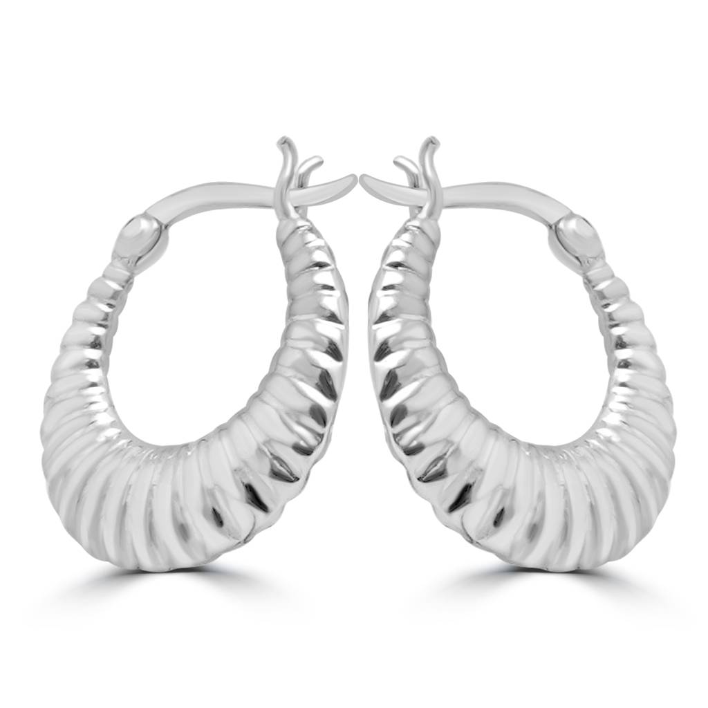Croissant Chunky Silver Hoops 925 Sterling Silver Earrings : TWP1181