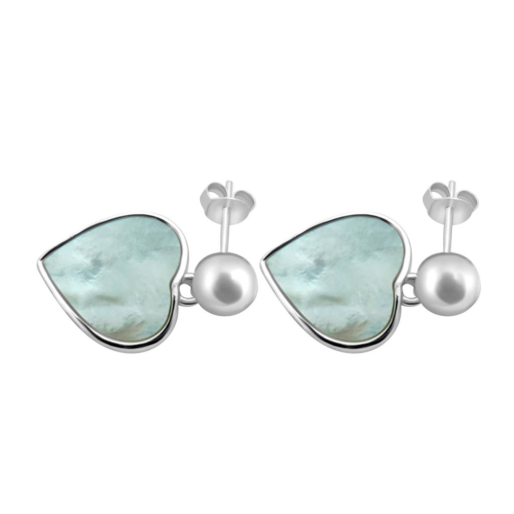925 Pure Silver Puff Heart Statement Earring | Pearl Heart Shaped Earrings : TWP1193
