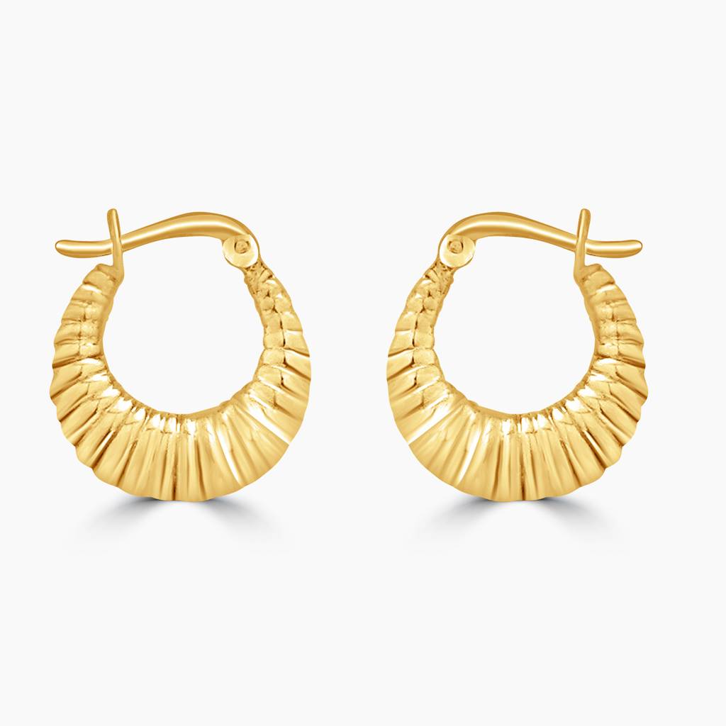 925 Silver Gold Plated Croissant Hoops Earrings : TWP1209