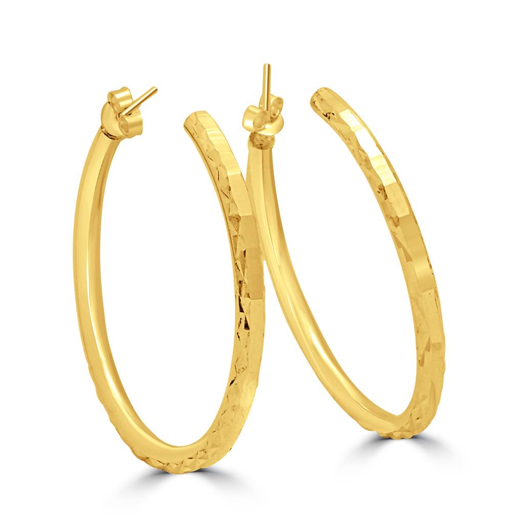 925 Pure Silver Gold Plated Round Hoops With Earlobe : TWP1212
