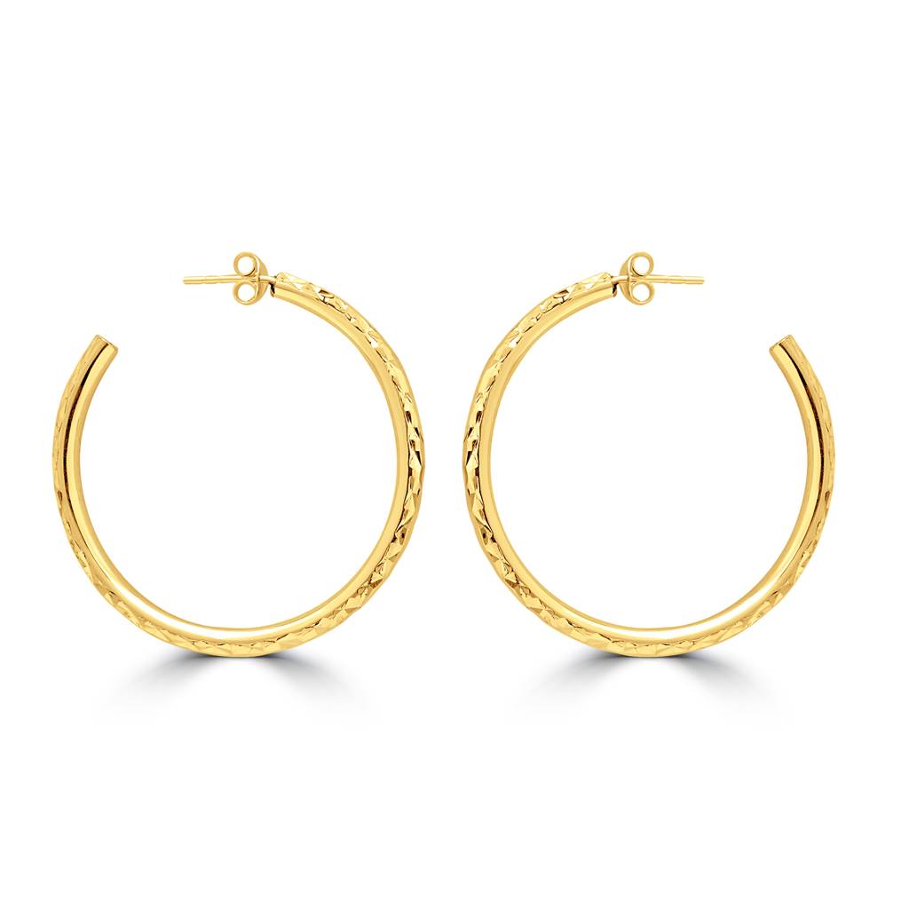 925 Pure Silver Gold Plated Round Hoops With Earlobe : TWP1212