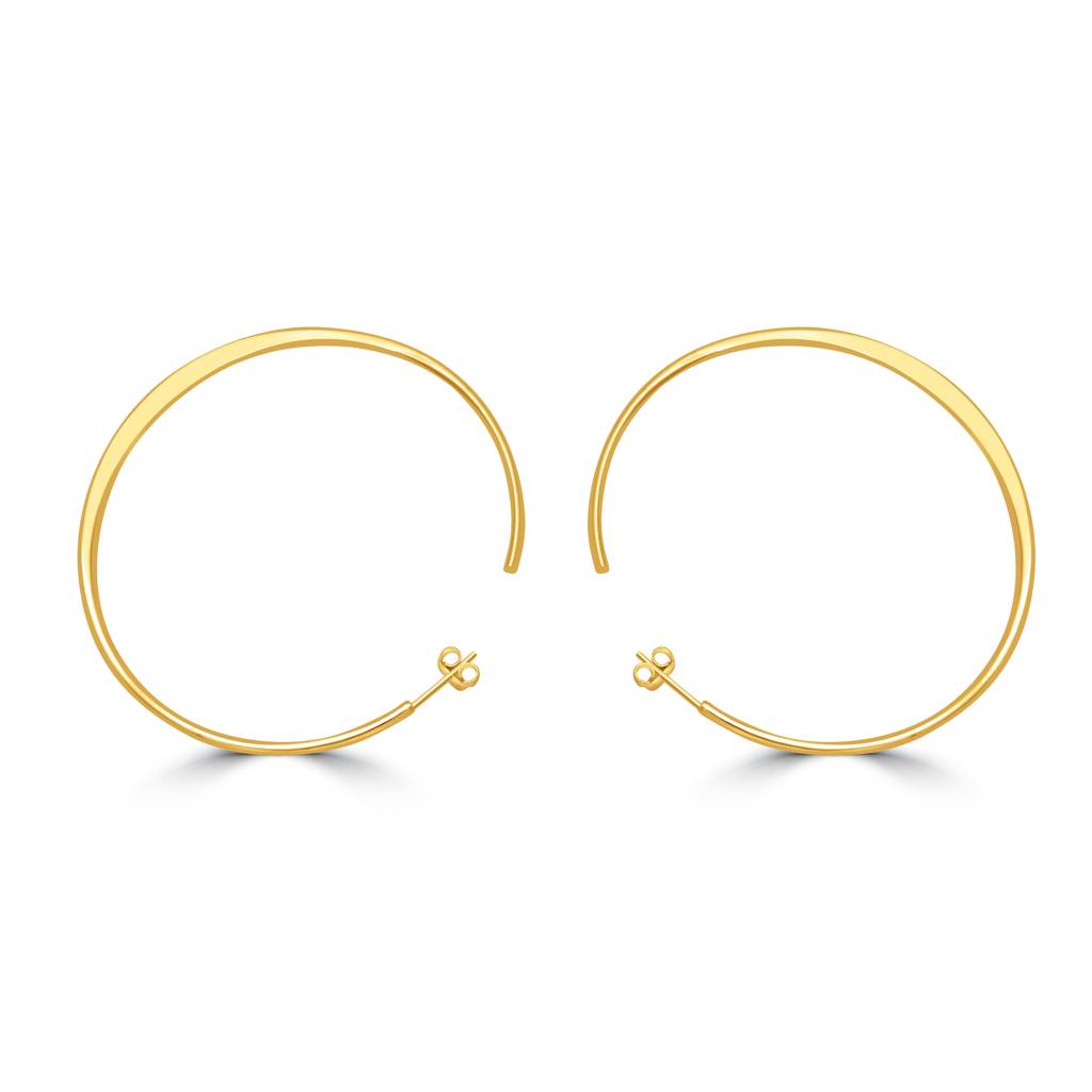 925 Silver Gold Plated C Shape Hoop Earrings | Minimalistic Hoops With Earlobe : TWP1216