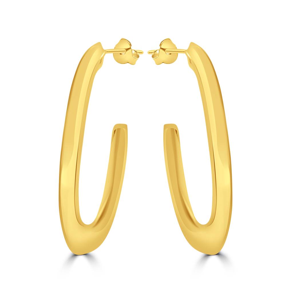 925 Pure Silver Gold Plated C Shape Hoops Elegant Earrings : TWP1217