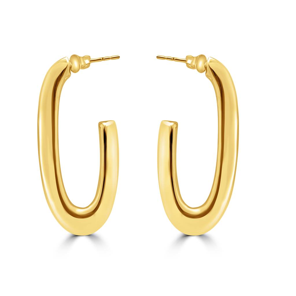 925 Pure Silver Gold Plated C Shape Hoops Elegant Earrings : TWP1217