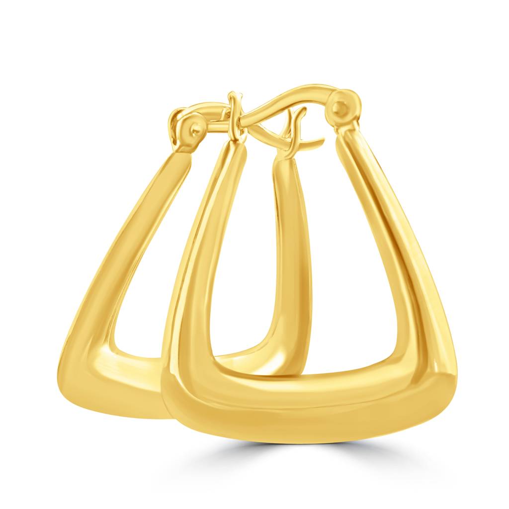 925 Silver Triangle Shape Hoop Earrings Gold Plated : TWP1220