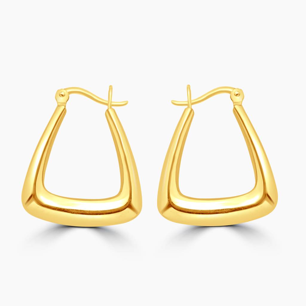 925 Silver Triangle Shape Hoop Earrings Gold Plated : TWP1220