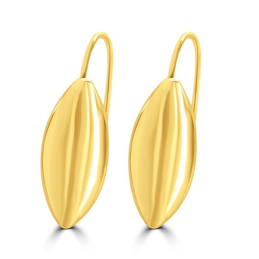 925 Silver Gold Plated Drop Earrings | Oval Wavy Dangling Earrings : TWP1221