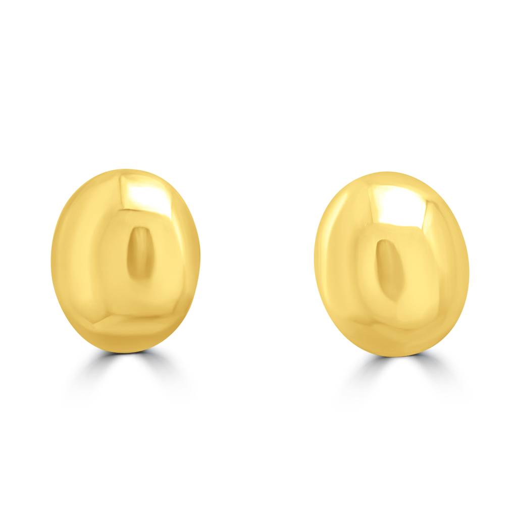 925 Sterling Silver Gold Plated Oval Studs | Minimalistic Round Stud : TWP1222