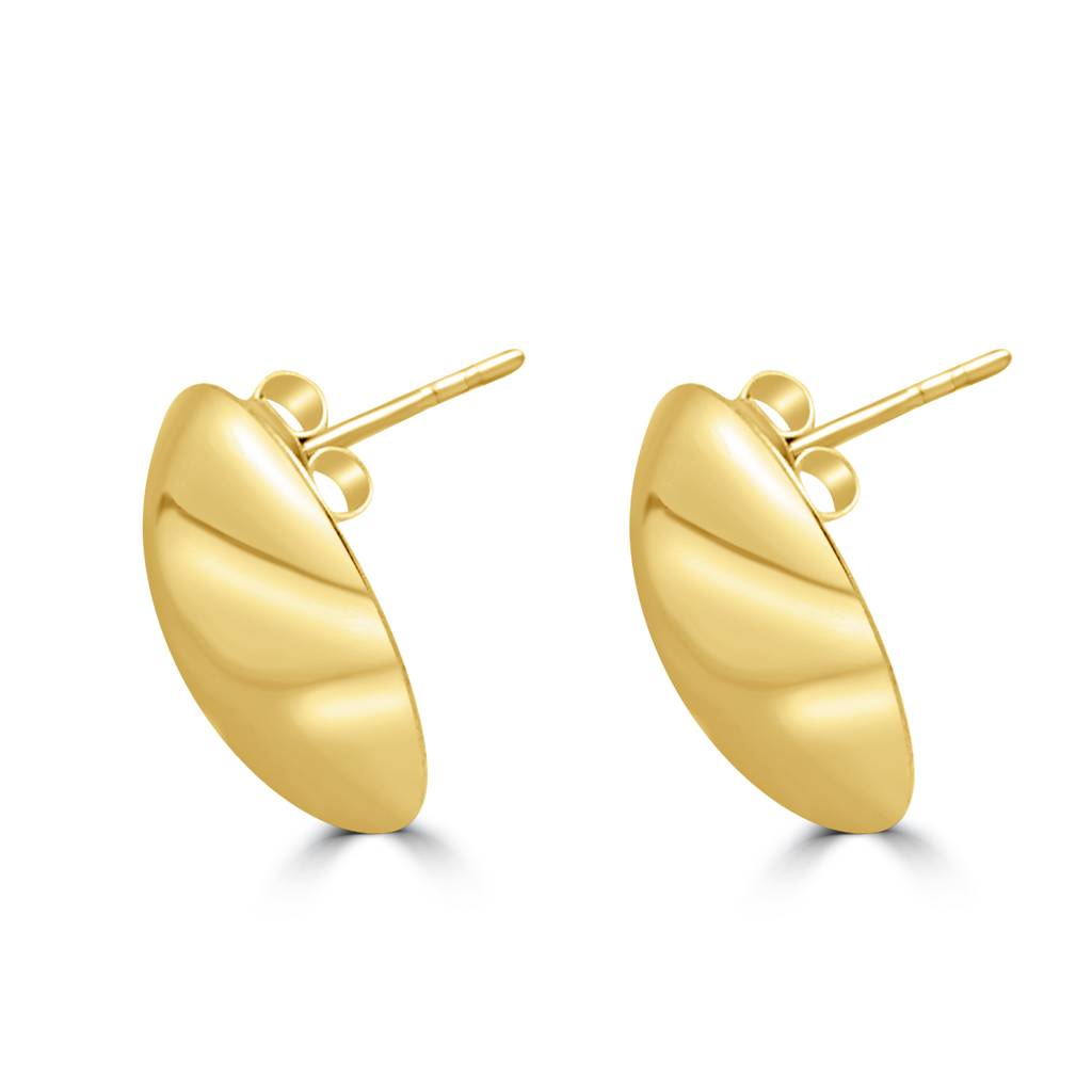 925 Sterling Silver Gold Plated Oval Studs | Minimalistic Round Stud : TWP1222
