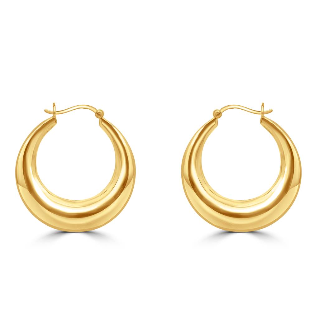 925 Sterling Silver Golden Circular Hoops Earrings : TWP1224