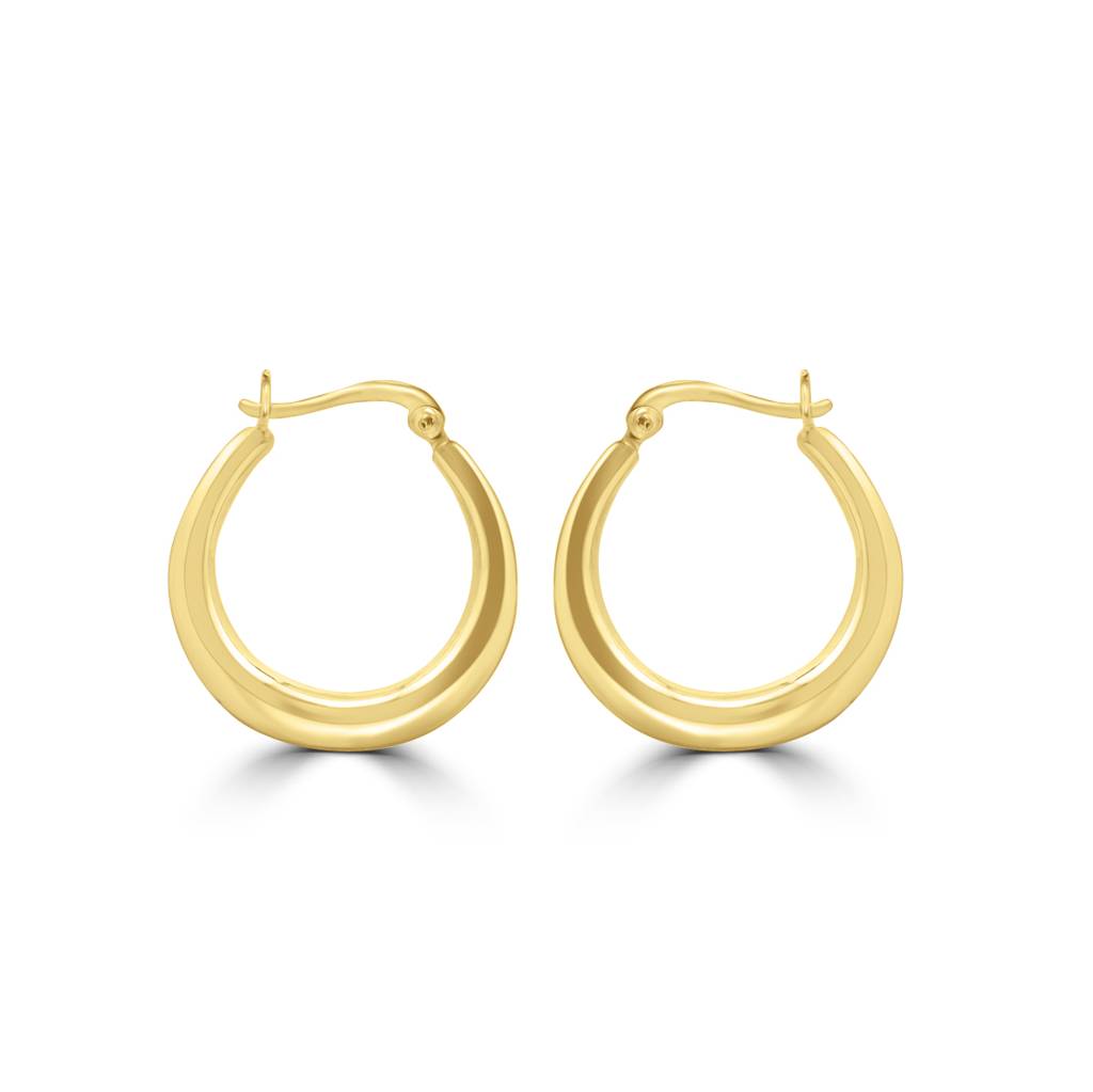 925 Sterling Silver Gold Plated Round Hoop Earrings : TWP1225