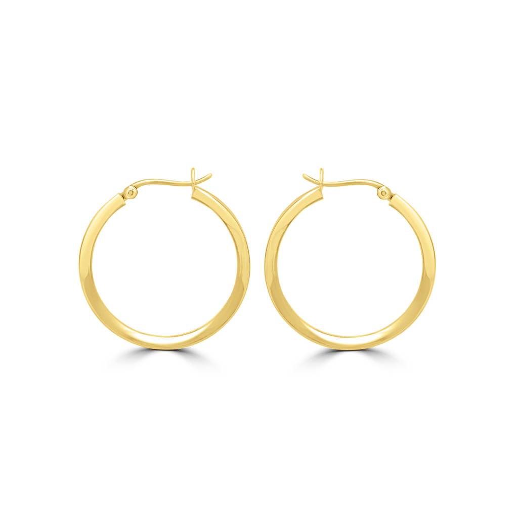 925 Sterling Silver Gold Plated Round Chunky Hoops Earrings : TWP1229