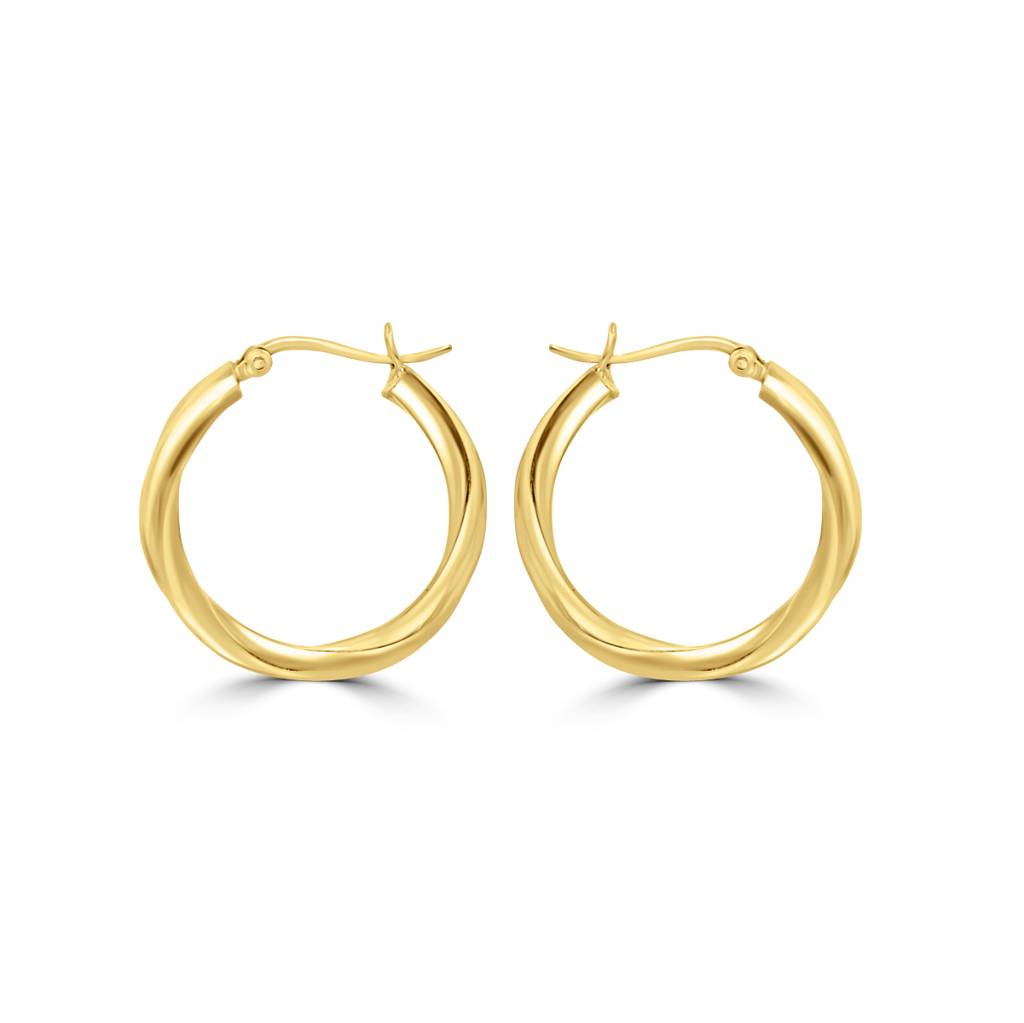 925 Sterling Silver Gold Plated Hoop Earrings For Women : TWP1231