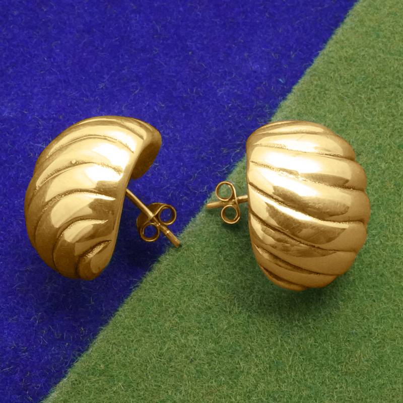 925 Pure Silver Golden Stud Earrings : TWP1239