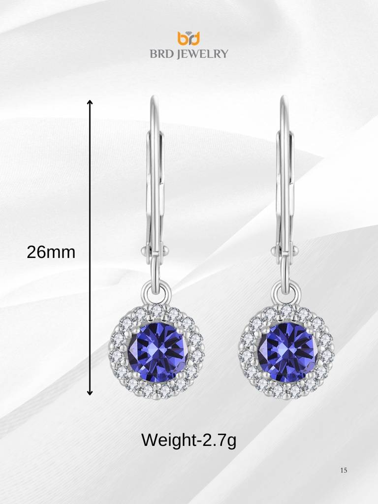 925 Sterling Silver Tanzanite Cz Dangle Earrings I Blue Stone Earrings For Women & Girls : BRD293208