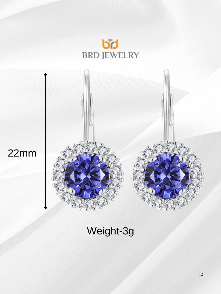 925 Sterling Silver Tanzanite Cz Drop Earrings I Blue Stone Earrings For Women & Girls : BRD293196