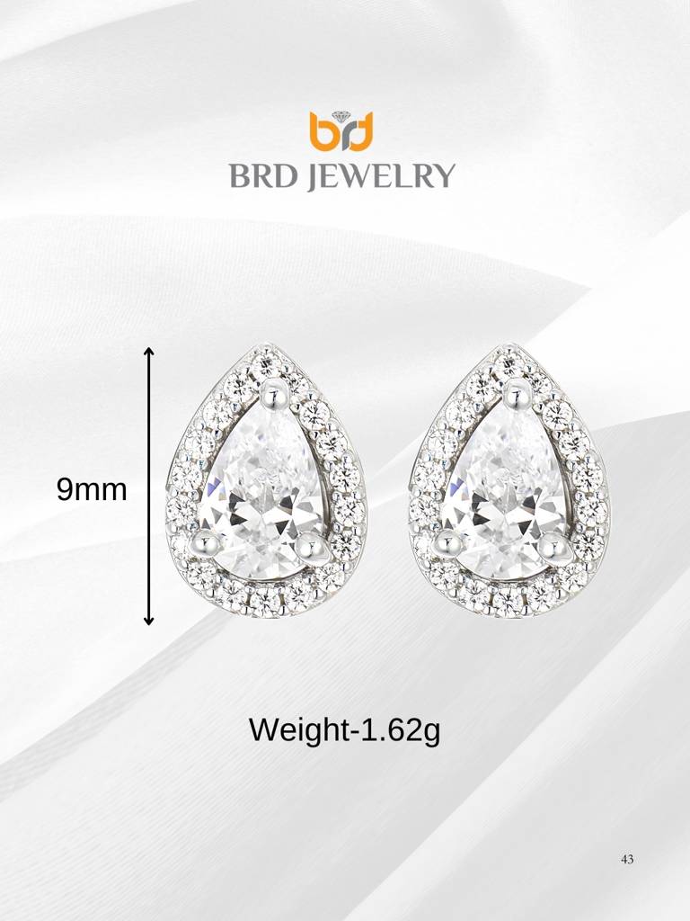 Brd Jewelry 925 Sterling Silver Pear Shape White Ad Stud Earrings For Women & Girls : BRDPEC1