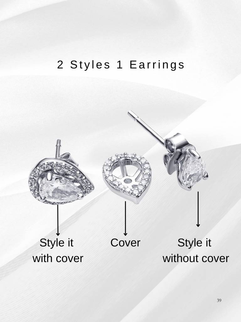Brd Jewelry 925 Sterling Silver Pear Shape White Ad Stud Earrings For Women & Girls : BRDPEC1
