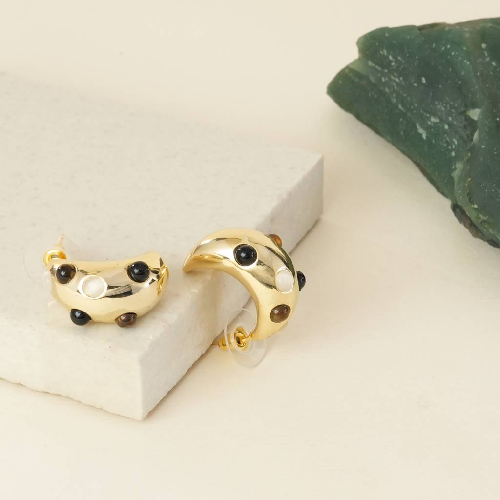 Crescent Moon Pie Hoop Earrings : TE32