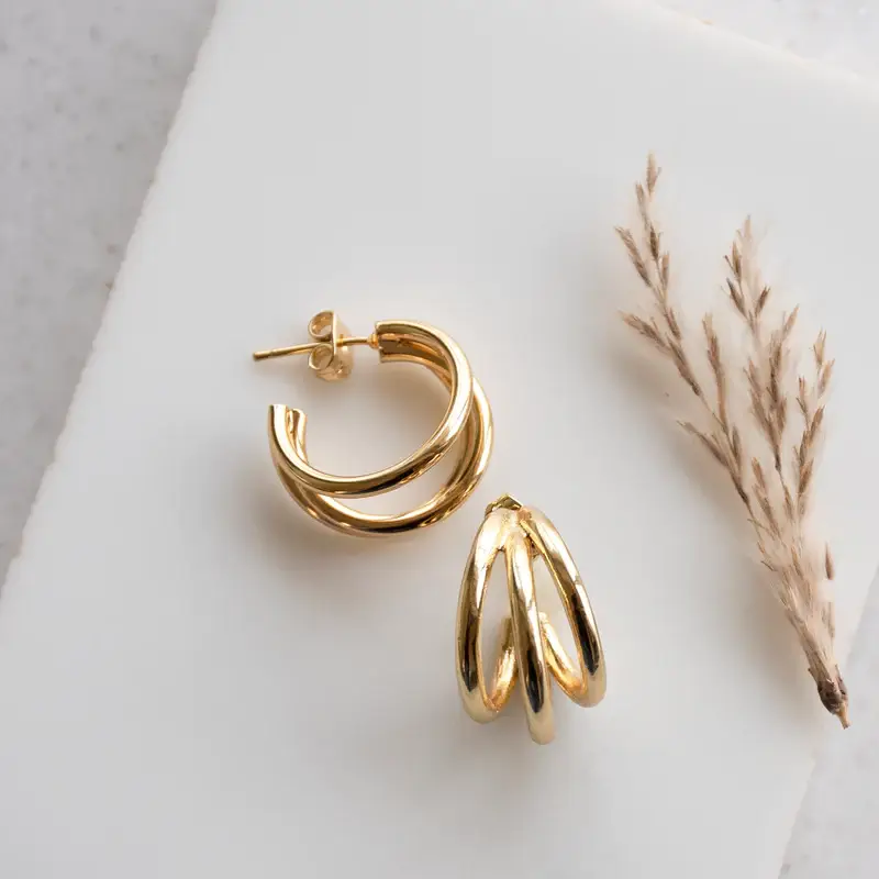 Tiny Triple Hoop Earrings