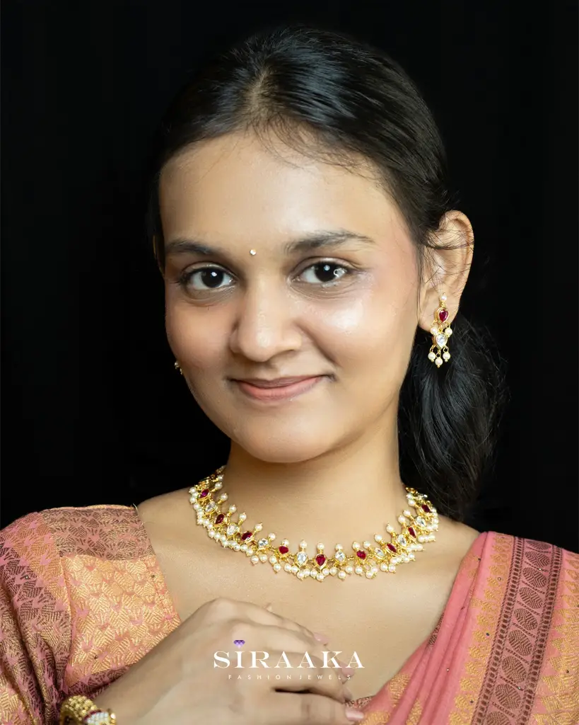 Traditional Chinchpeti Short Necklace : NK310A-rewh