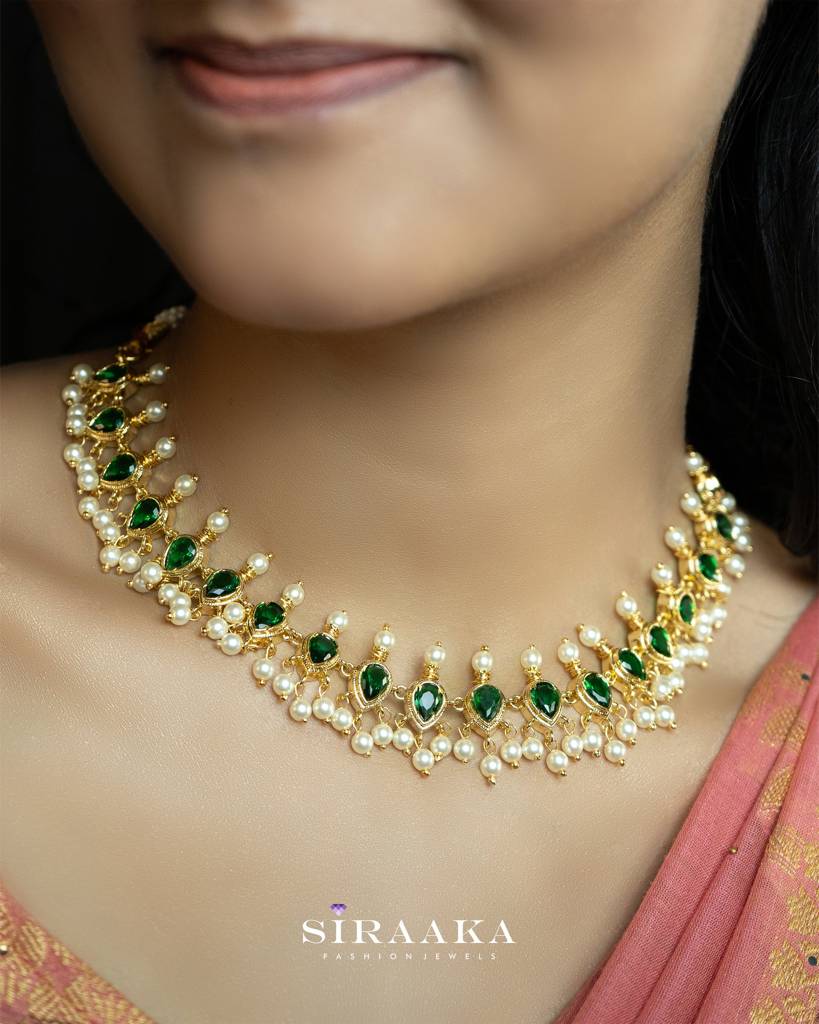 Traditional Chinchpeti Short Necklace : NK310A-GRE