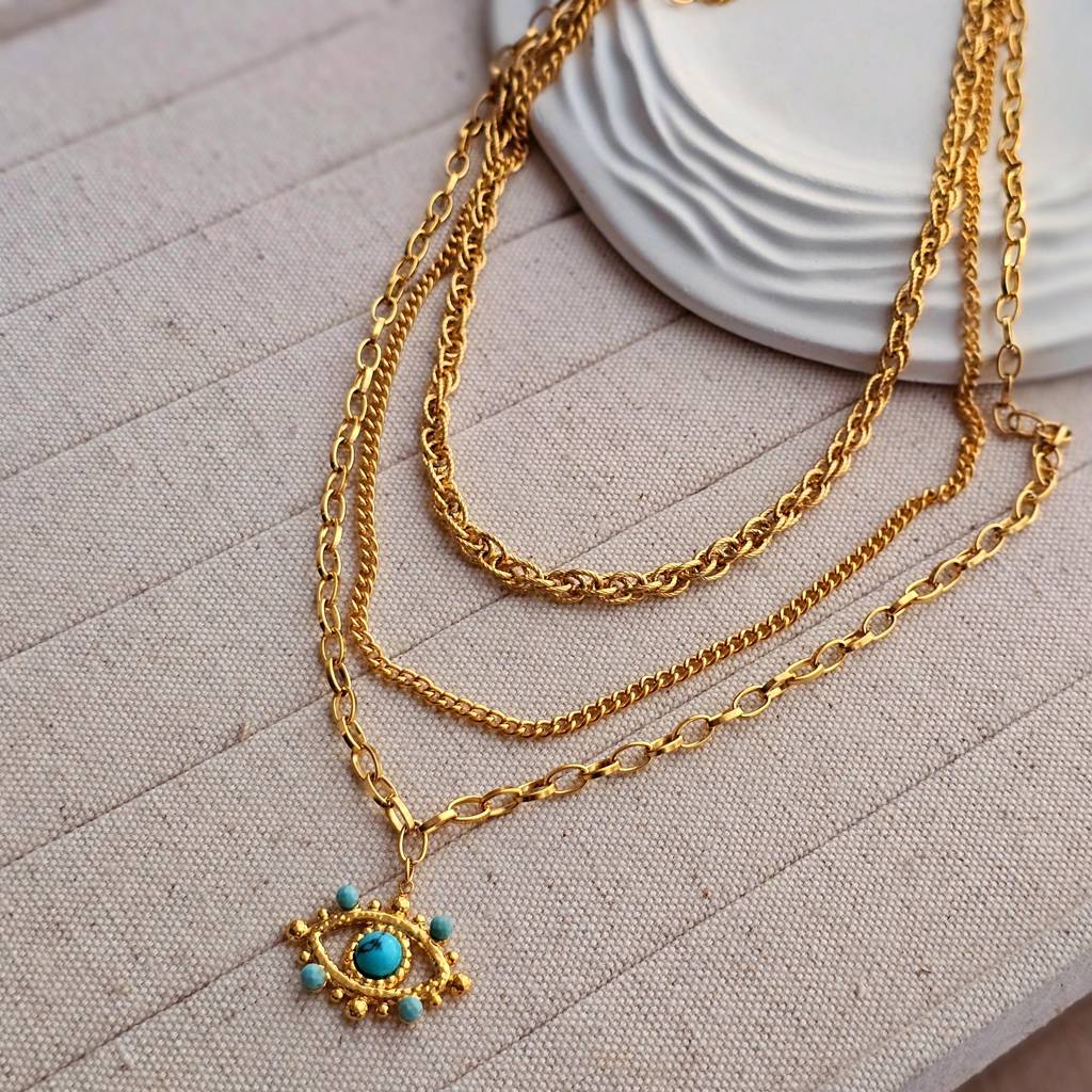 Triple Layered Evil Eye Necklace : TAA-9999904734239-NECKLACE