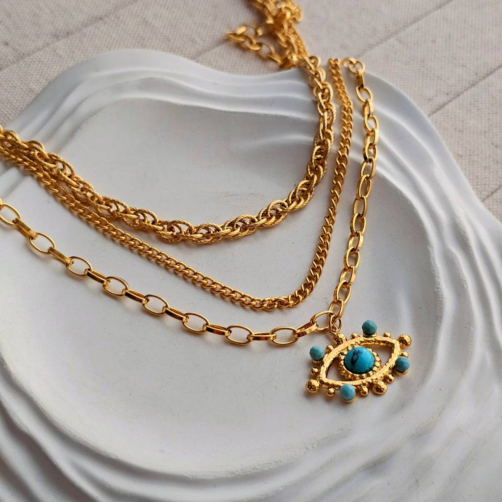 Triple Layered Evil Eye Necklace : TAA-9999904734239-NECKLACE