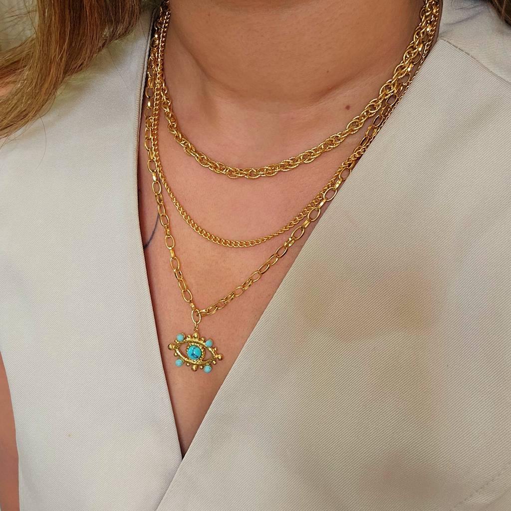 Triple Layered Evil Eye Necklace : TAA-9999904734239-NECKLACE