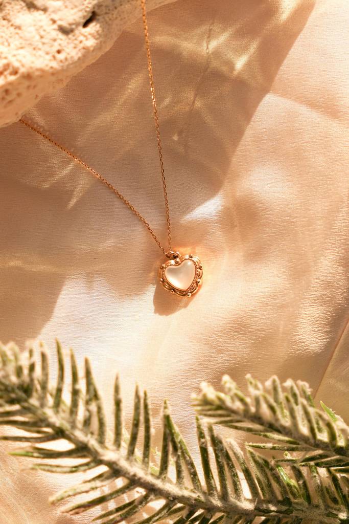 18Kt Gold Plated Dainty Shell Heart Necklace, Trupti