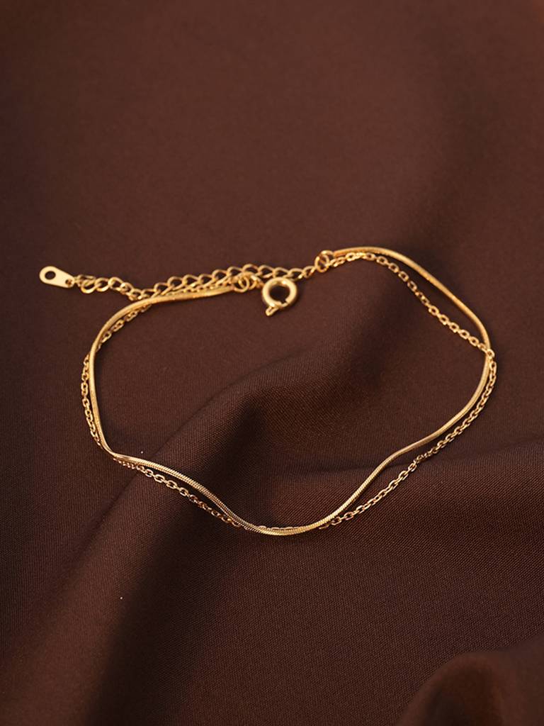 Double Layer Stainless Steel Cable Anklet : AN007