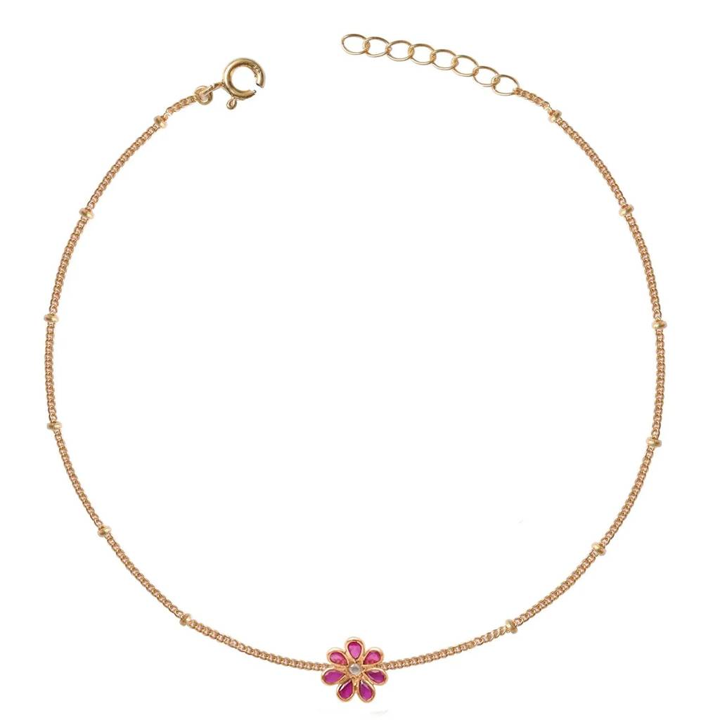 Single Silver 92.5 Flower Anklet : U080SG005LA0505