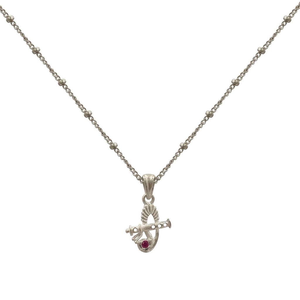 Women Silver Krishna Flute Necklace : U080SG005N1077