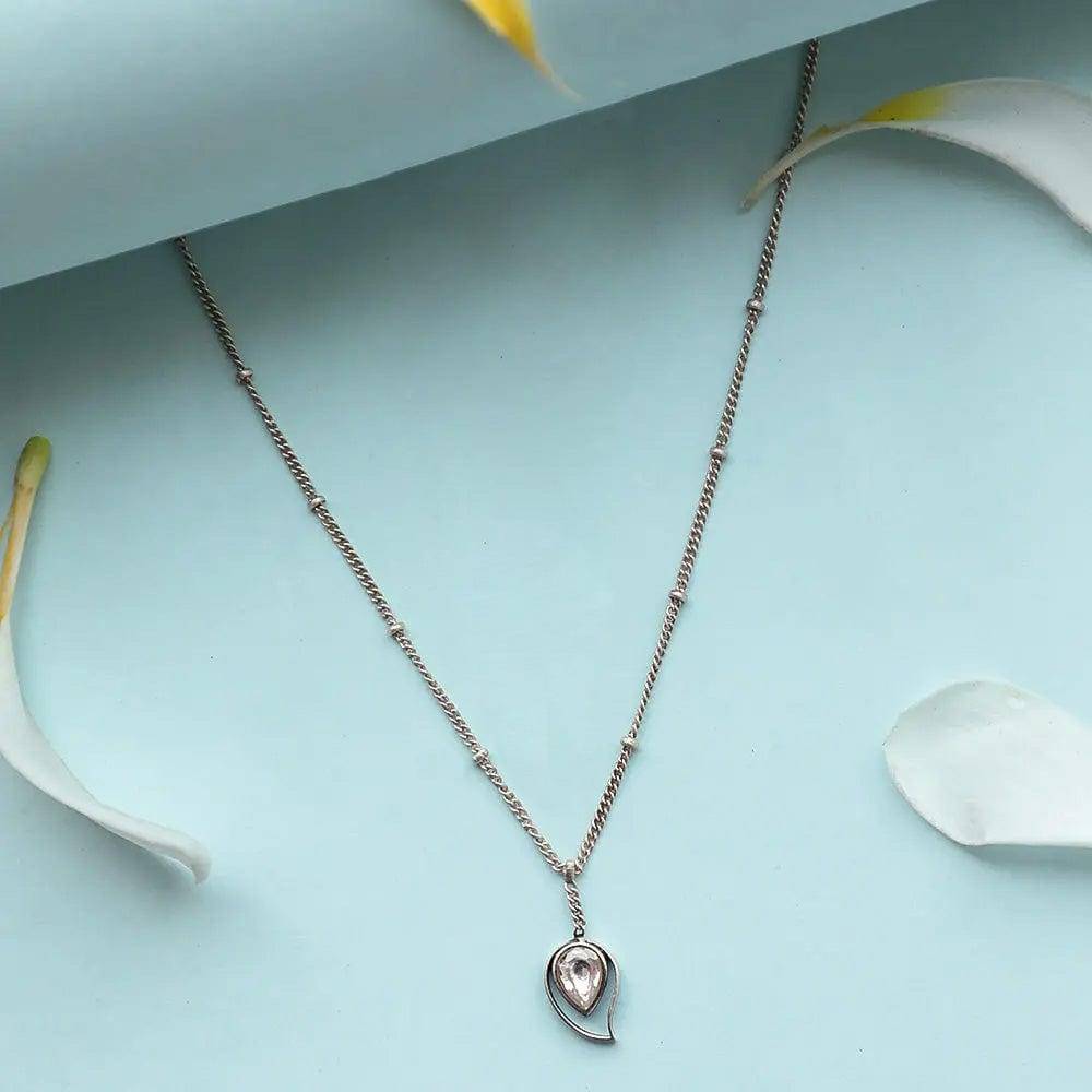 Single Silver 92.5 Aam Ras White Stone Anklet : U080SG006LA0526